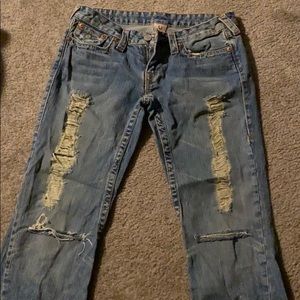 True Religion Distressed Bell bottom jeans